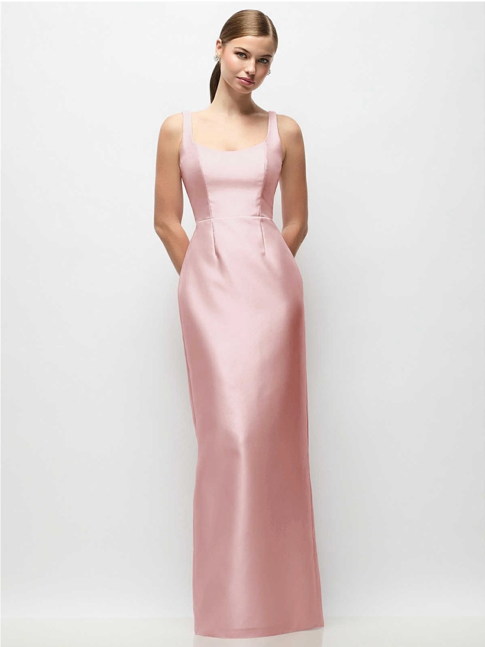 ALFRED SUNG Ballet Pink Satin Maxi Dress- NWT - Picture 1 of 11